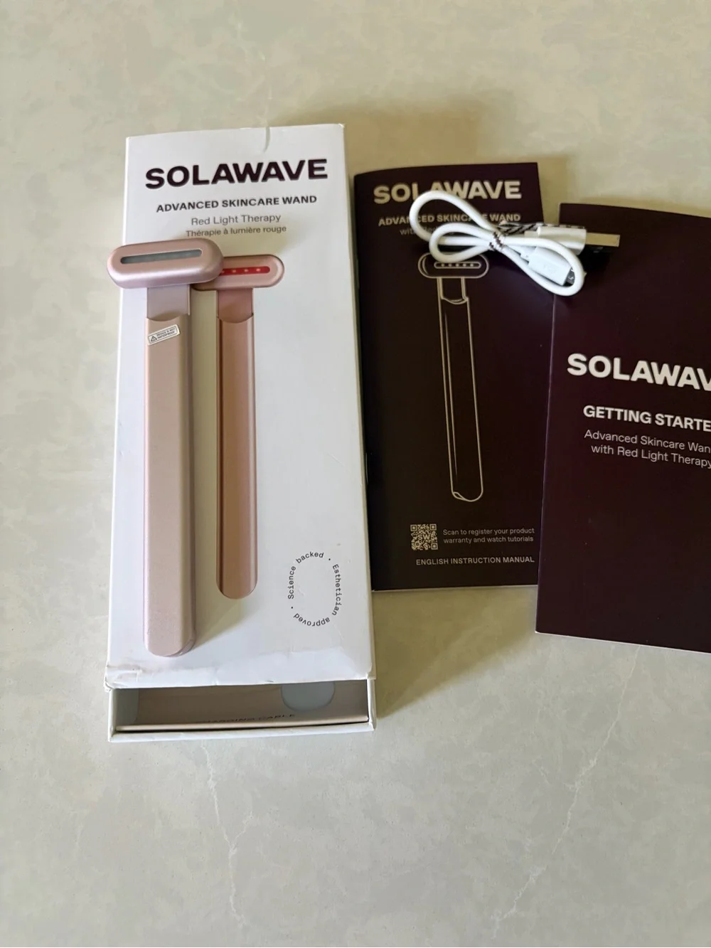 Solawave Advanced Skincare Wand - Pink USB Rechargeable Red Light Therapy
